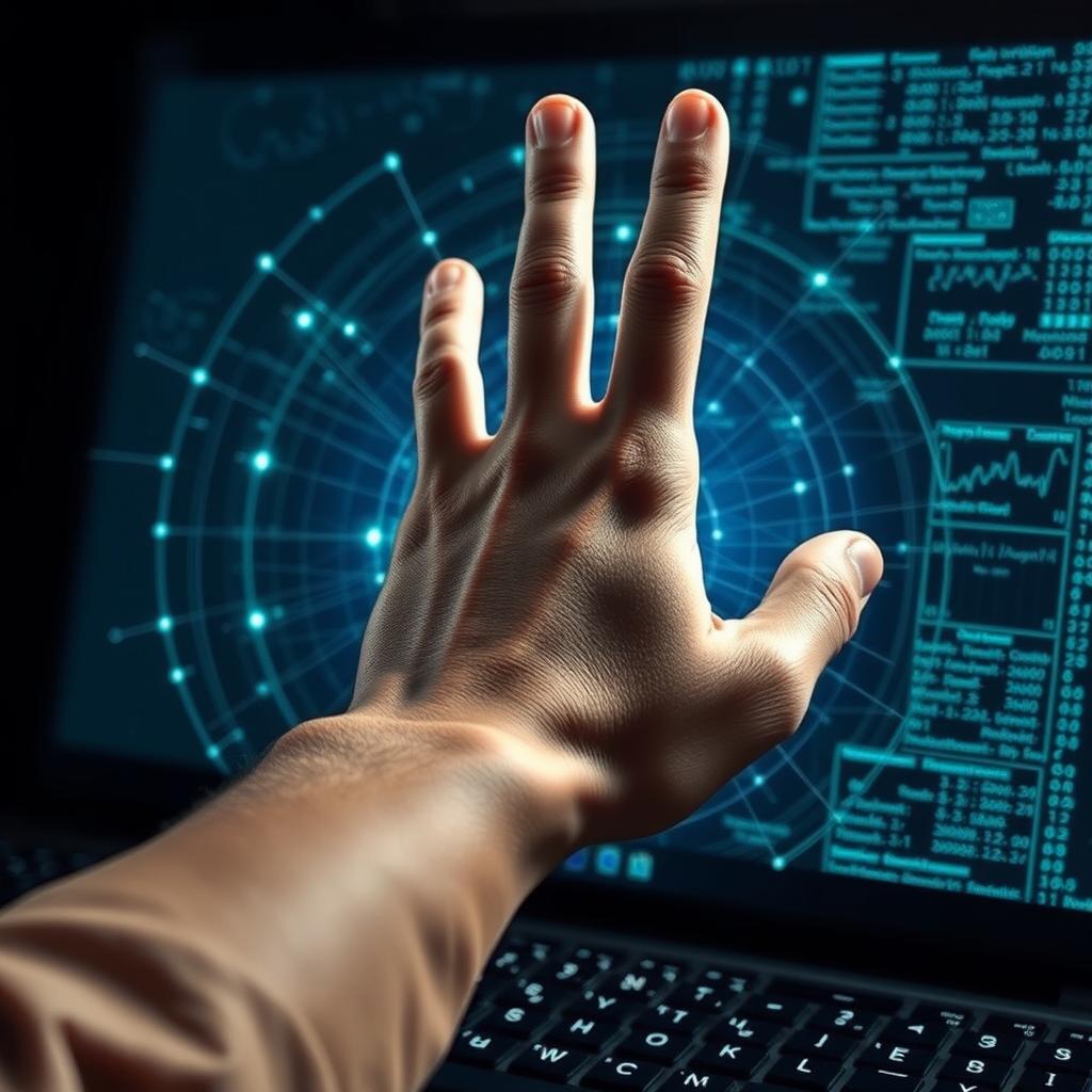 Billedet, der passer til den midterste sektion af artiklen, kunne være en dramatisk opsætning af en menneskelig hånd, der strækker sig henover en computer, hvor en kompleks matematisk formel lyser op på skærmen. Håndens fingre berører skærmen, hvilket symboliserer forbindelsen mellem den menneskelige intelligens og de matematiske rødder, som AI bygger på. Omkring skærmen svæver hologram-lignende skitser af Newtons matematiske opdagelser, der skaber en visuel forbindelse mellem fortidens videnskab og nutidens teknologi. Dette billede kan tages med et Canon EOS R5 kamera og et RF 50mm f/1.2L objektiv for en skarphed og dybdeskarphed, der lægger fokus på både hånden og de højopløselige detaljer på skærmen. Eksponeringen kan indstilles til 1/160 sekunder ved ISO 400 og en blænde på f/2.8, hvilket giver en blød baggrundseffekt, der fremhæver de holografiske skitser og tilføjer en futuristisk fornemmelse til kompositionen. I post-produktionen kan farverne justeres for at skabe en kontrast mellem den varme menneskelige tone og de kolde, teknologiske nyanser, som vil fremhæve den magiske kvalitet i billedet og underbygge artiklens fokus på den matematiske arv, der driver moderne AI.